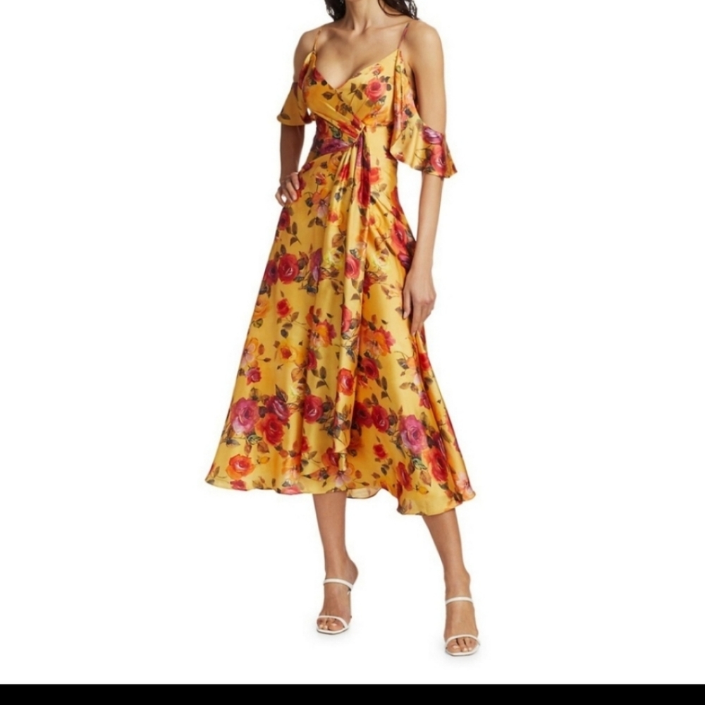 THEIA FLORAL MIDI DRESS SIZE 12